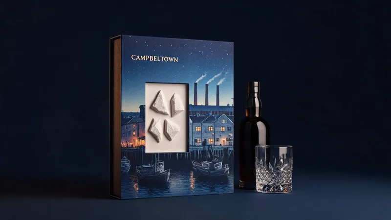 CAMPBELTOWN whisky packaging molded pulp design