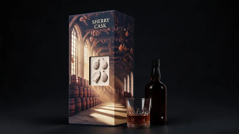SHERRY CASK whisky packaging molded pulp design