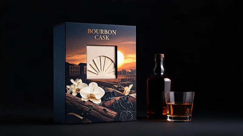 BOURBON CASK whisky packaging molded pulp design