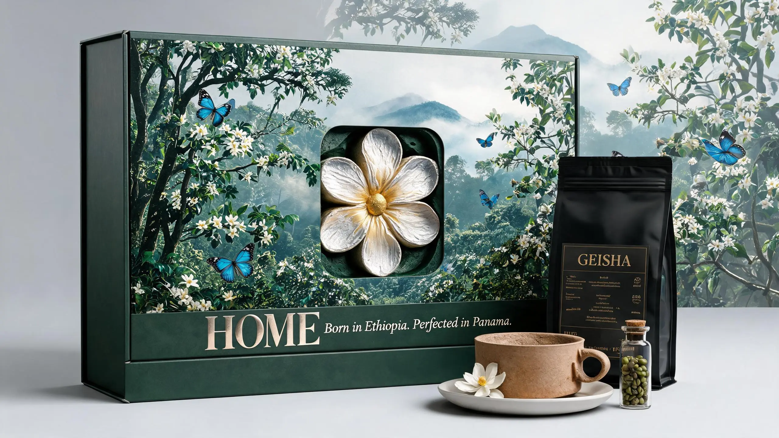 GEISHA · HOME · Coffee Origin Packaging